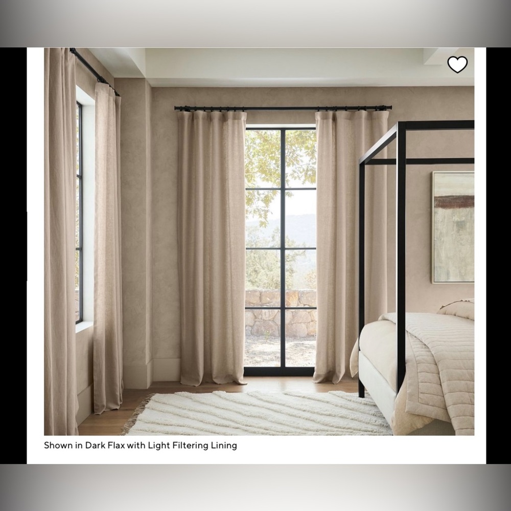 Pottery Barn Set of Belgian Flax Linen Curtains- Dark Flax